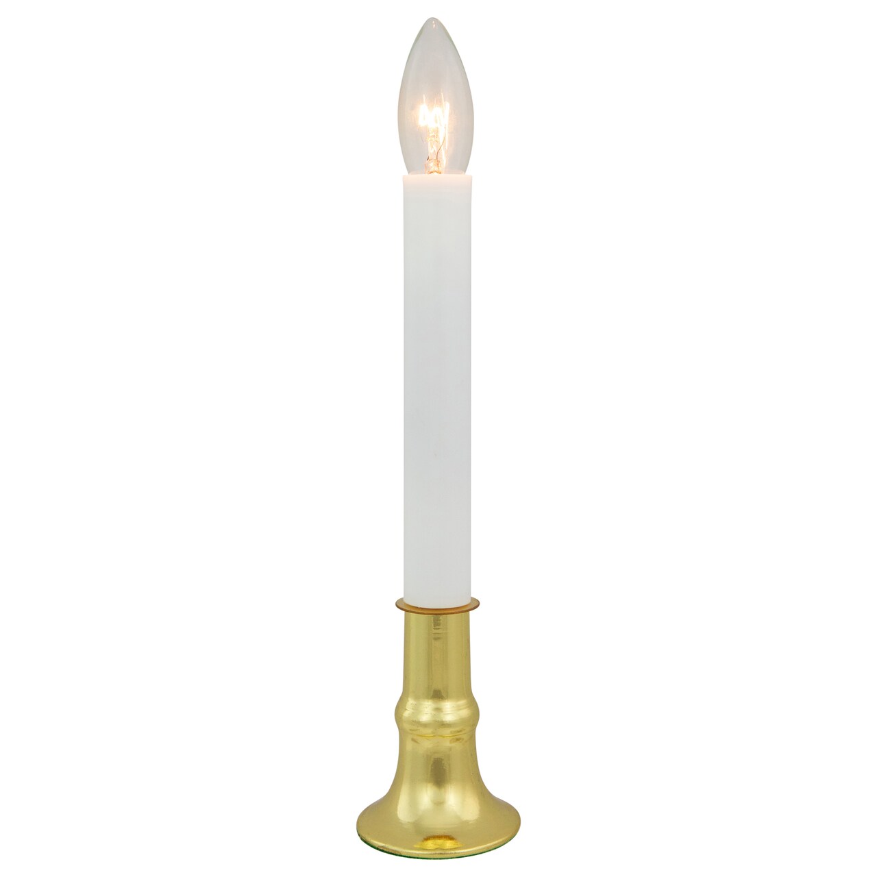 Northlight 9&#x22; White and Gold C7 Light Christmas Candle Lamp with Timer